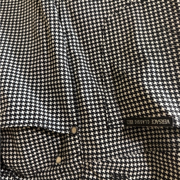 Versace Black and White Houndstooth Dress Pants